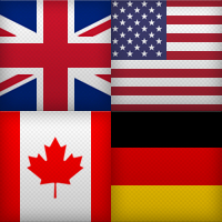 UK-US-CA-GR-flags UK, US, Canada & Germany flags